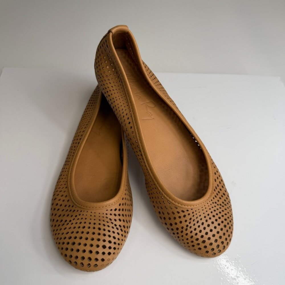 Marta Ray Ballet Women 7.5 Soft Leather Hand Made Italy Check Shoe Work Party Go